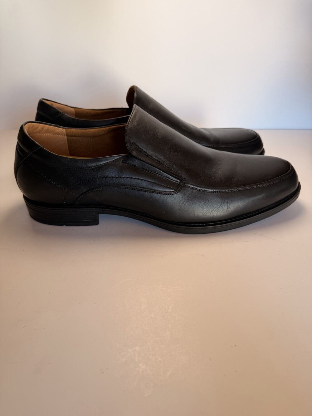 Florsheim Comfortech Mens Black Leather Slip On Loafers Dress Shoes